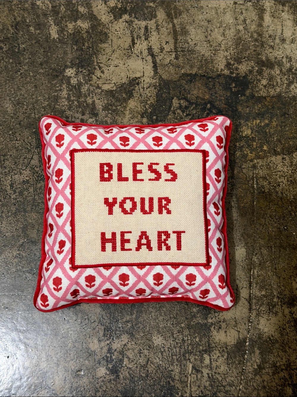 Bless Your Heart Pink & Red Decorative Pillow - Home Holiday